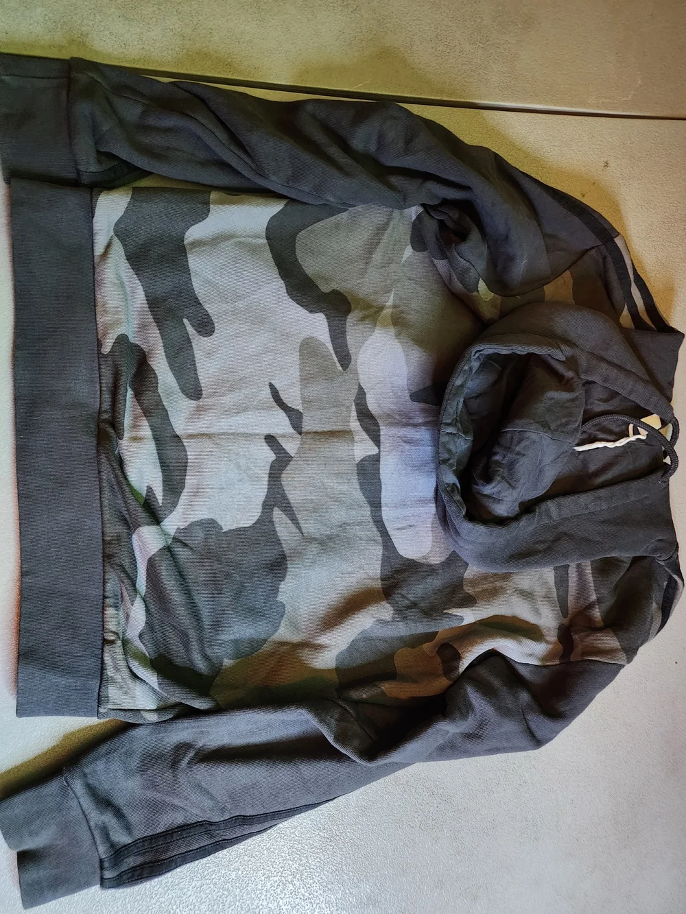 adidas Gray Camo Zip-Up Hoodie with Trefoil Tag